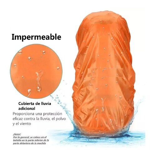 Mochila 60 L Senderismo Campismo Impermeable Cubierta Lluvia Negro
