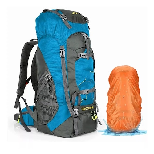 Mochila 60 L Senderismo Campismo Impermeable Cubierta Lluvia Azul