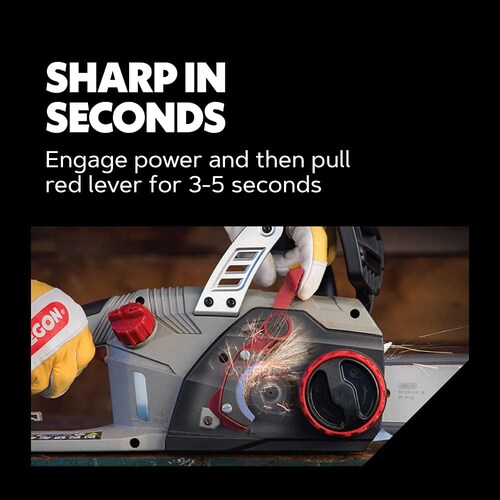 Oregon CS1500 Motosierra eléctrica con cable autoafilable de 18 pulgadas y 15 amperios con sistema integrado de autoafilado PowerSharp Bajo ruido Diseño ergonómico