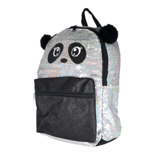 Mochila Escolar Primaria Kiut Oso Panda Lentejuelas.