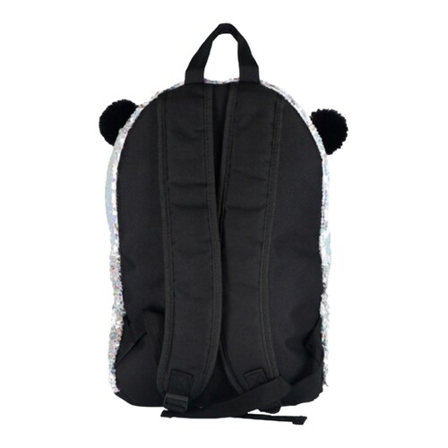 Mochila Escolar Primaria Kiut Oso Panda Lentejuelas.