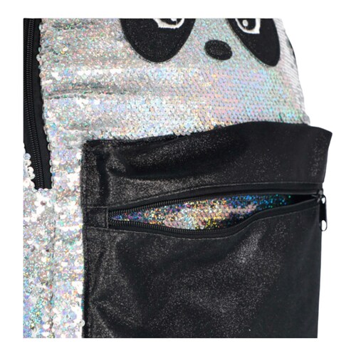 Mochila Escolar Primaria Kiut Oso Panda Lentejuelas.
