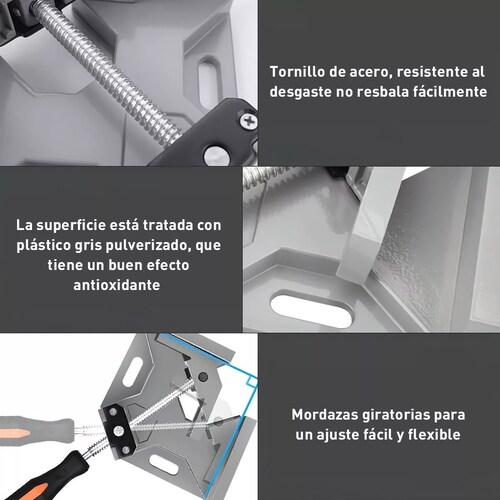 Prensa Esquinera Para Madera Y Metal Apertura 95mm 90 Grados 2ps