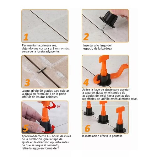 Kit De Sistema De Niveladores De Azulejo Reutilizable 50 Pzas