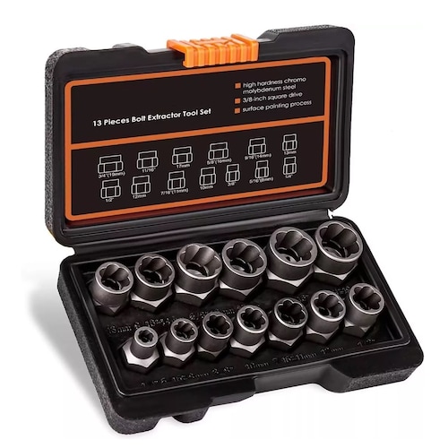 Juego Extractor De Tornillos Y Tuerca 14 Piezas