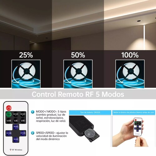 Tira De Luz De Manguera Led Flexible De Neón 10m Con Control Blue