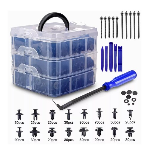 Kit Grapa Automotriz 630 Pz Con Quita Grapas Molduras 