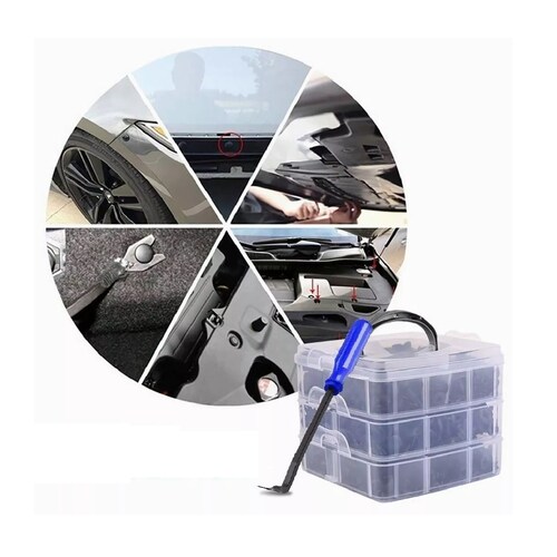 Kit Grapa Automotriz 630 Pz Con Quita Grapas Molduras 