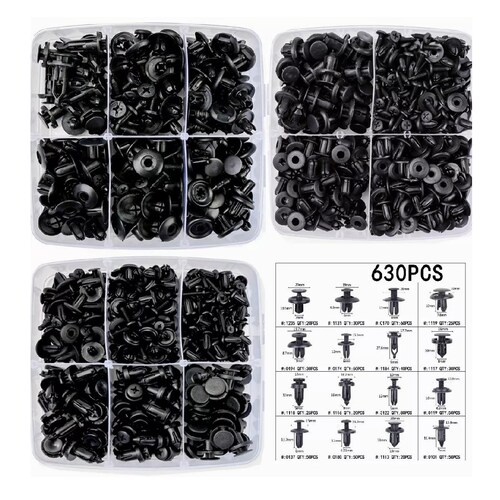 Kit Grapa Automotriz 630 Pz Con Quita Grapas Molduras 