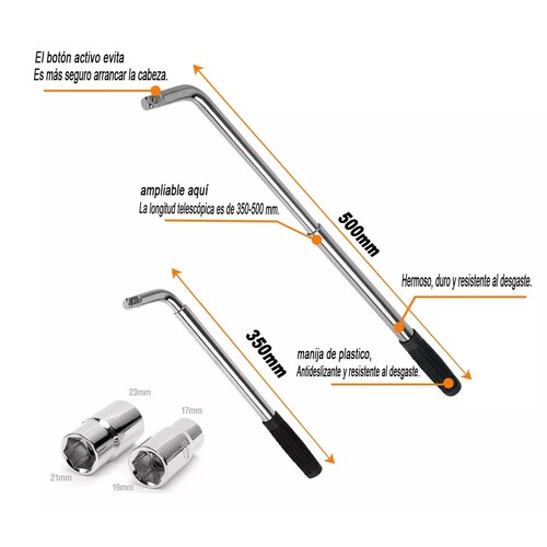 Llave Maneral Con Dados Para Rines,rines Extensible 17-23 Mm