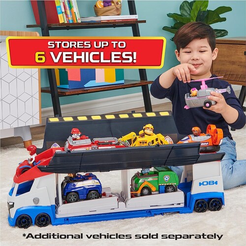 Paw Patrol, Patroller, Camion transformable con Dos lanzadores de vehículos, Figura de acción de Ryder y vehículo de Juguete Todoterreno