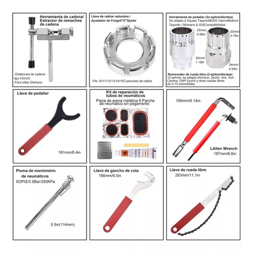 Kit Herramientas Bicicleta Reparacion De Multifunción 50pzs