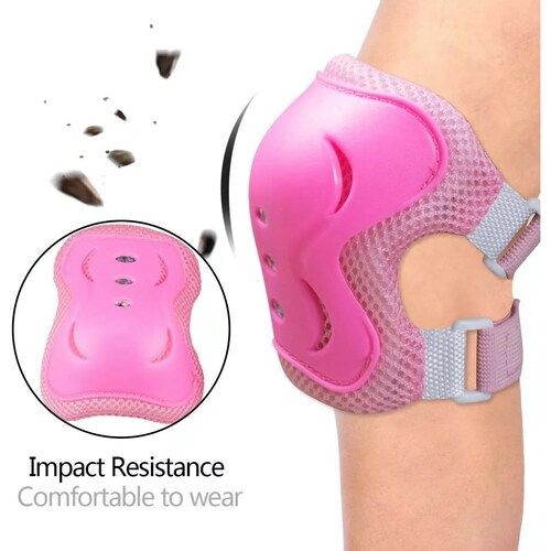 Kit De Proteccion Rodilla Codo Mano Patinaje Para Niño Rosa 7Pzas (s)
