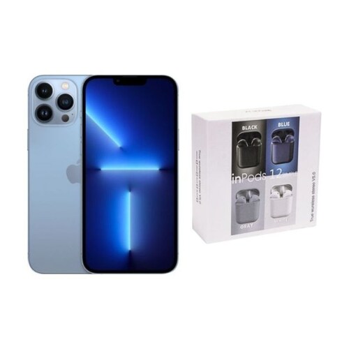 iPhone 13 Pro 128GB Azul Reacondicionado Grado A + Audífonos Genéricos