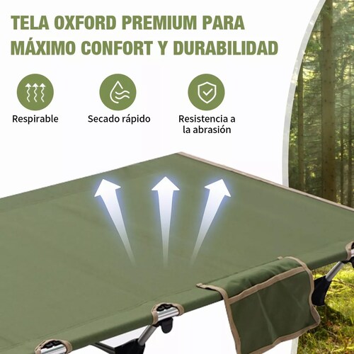 Catre Plegable Acampar Campismo 187 X 60 X 13.5 Cm Verde