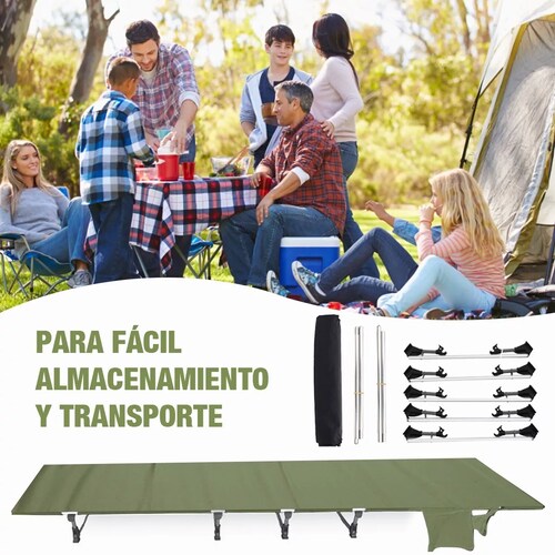Catre Plegable Acampar Campismo 187 X 60 X 13.5 Cm Verde