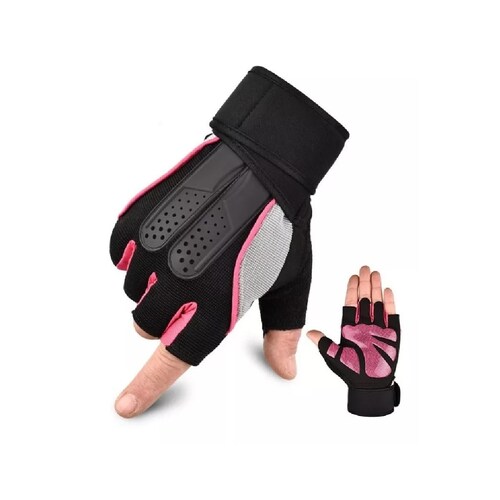 Guantes Gym Tacticos Pesas Crossfit Gimnasio Mujer Hombre Rosa M