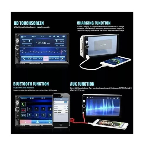 Auto Estéreo 2 Din Espejo Link/control Volante Cámara 12leds