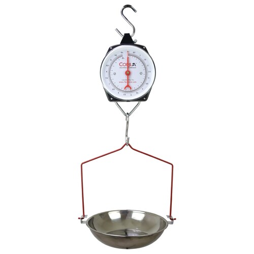 Báscula Mecánica Colgante Ajustable a ceroCapacidad 10kg/50g Ajustable a cero Arillo en acero inoxidable Cuerpo en lamina de acero Color Gris