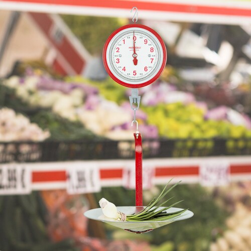 Báscula Mecánica Colgante Ajustable a ceroCapacidad 10kg/50g Ajustable a cero Arillo en acero inoxidable Cuerpo en lamina de acero Color Gris