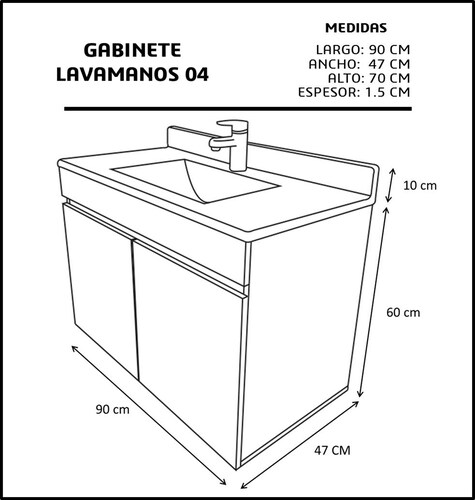 Mueble Gabinete Tocador Para Baño Flotante