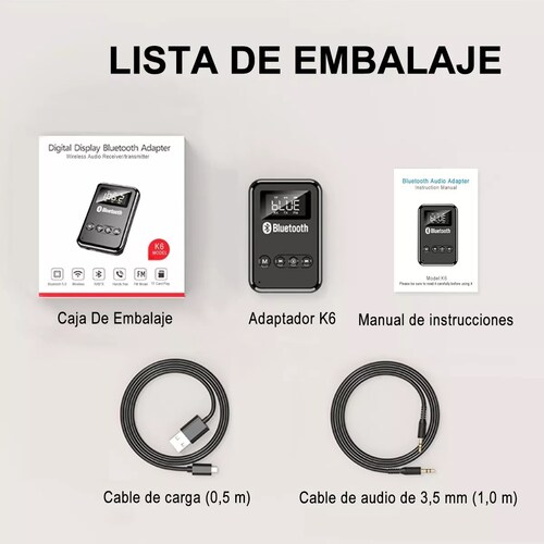 Transmisor/receptor Bluetooth 5.0 Lcd Para Pc, Tv, Altavoces