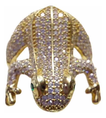 Anillo Rana Zirconias Oro 10 K. + Obsequio