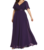 Vestido Elegante de Fiesta Largo Morado Uva para Mujer Manga Ancha Cuello V T Ch a Talla Extra