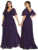 Vestido Elegante de Fiesta Largo Morado Uva para Mujer Manga Ancha Cuello V T Ch a Talla Extra