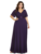 Vestido Elegante de Fiesta Largo Morado Uva para Mujer Manga Ancha Cuello V T Ch a Talla Extra