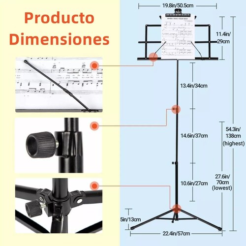 Atril Partitura Altura Ajustable Funda Tripie Portatil Viaje