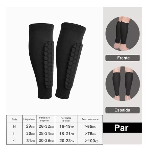 Espinilleras Deportivas Fútbol Panel De Abeja Unisex 1 Par M Negro