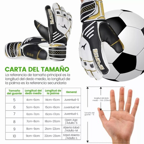 Guantes De Portero De Fútbol Para Niños Y Jóvenes Negro Talla 10