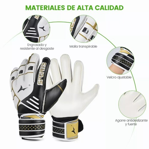 Guantes De Portero De Fútbol Para Niños Y Jóvenes Negro Talla 10