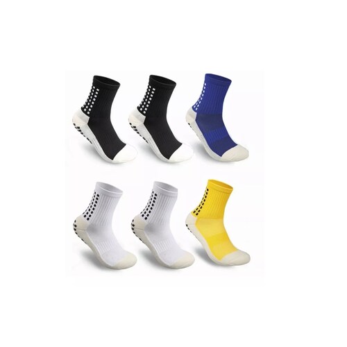 Set 6 Par Calcetin Deportivos Fútbol Antideslizantes Negro/Azul/Blanco
