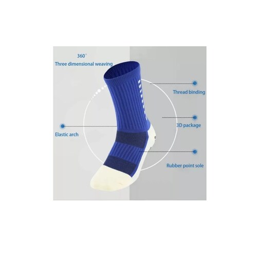 Set 6 Par Calcetin Deportivos Fútbol Antideslizantes Negro/Azul/Blanco