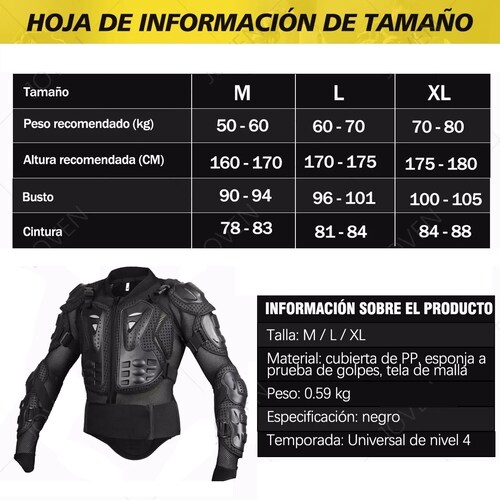 Protector Esqueleto Chamarra De Armadura Para Motociclistas S