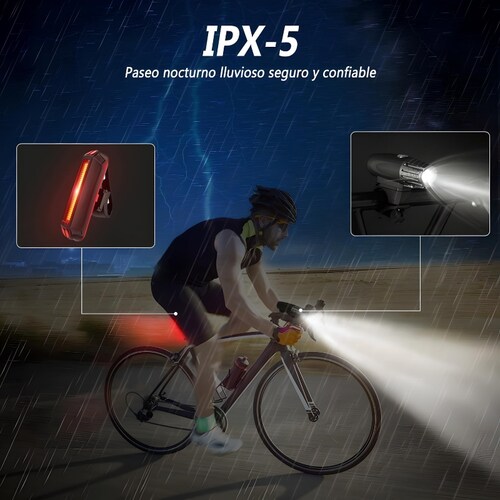 Luces Bicicleta Delantera Y Trasera Linterna Ipx5 Impermeable
