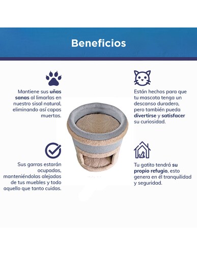 Cama Rascador para Gatos 100% Sisal Natural Incluye Catnip mini CLARO