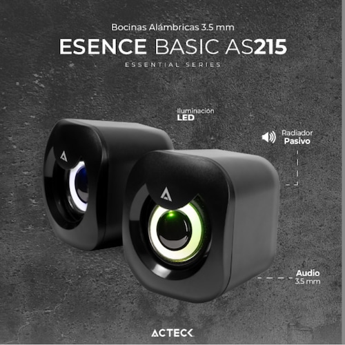 Acteck Bocinas Esence Basic Alámbrico 6W RMS 3.5mm Negro