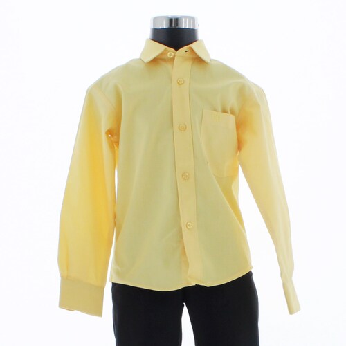 Camisa De Vestir Niño Color Amarillo Manga Larga 3556 2 A 18 Años.