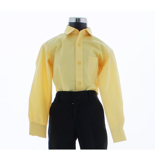 Camisa De Vestir Niño Color Amarillo Manga Larga 3556 2 A 18 Años.