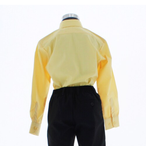 Camisa De Vestir Niño Color Amarillo Manga Larga 3556 2 A 18 Años.