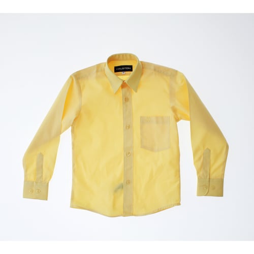 Camisa De Vestir Niño Color Amarillo Manga Larga 3556 2 A 18 Años.