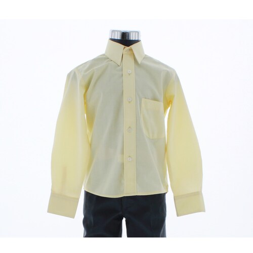 Camisa De Vestir Niño Color Amarillo Paja Manga Larga 3559 2 A 18 Años.
