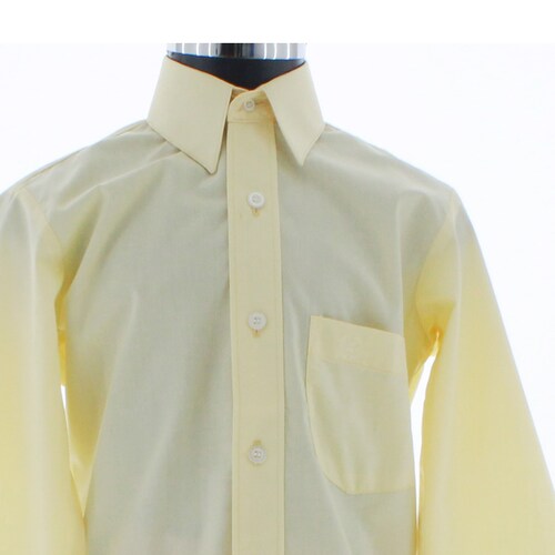 Camisa De Vestir Niño Color Amarillo Paja Manga Larga 3559 2 A 18 Años.