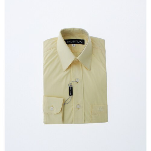 Camisa De Vestir Niño Color Amarillo Paja Manga Larga 3559 2 A 18 Años.