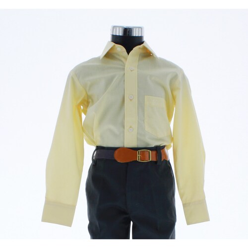 Camisa De Vestir Niño Color Amarillo Paja Manga Larga 3559 2 A 18 Años.