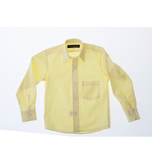 Camisa De Vestir Niño Color Amarillo Paja Manga Larga 3559 2 A 18 Años.