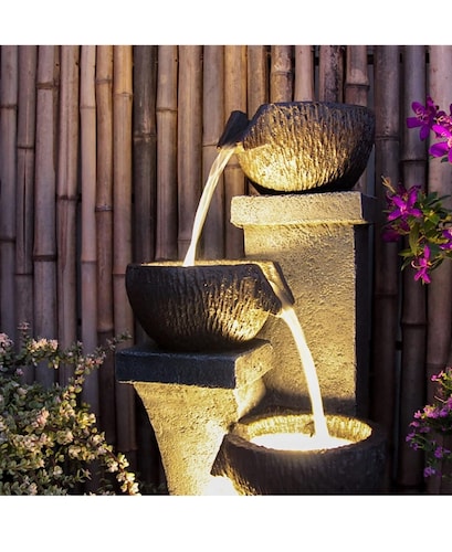 Fuente de agua exterior jardín LED 4 niveles 95 cm alto 